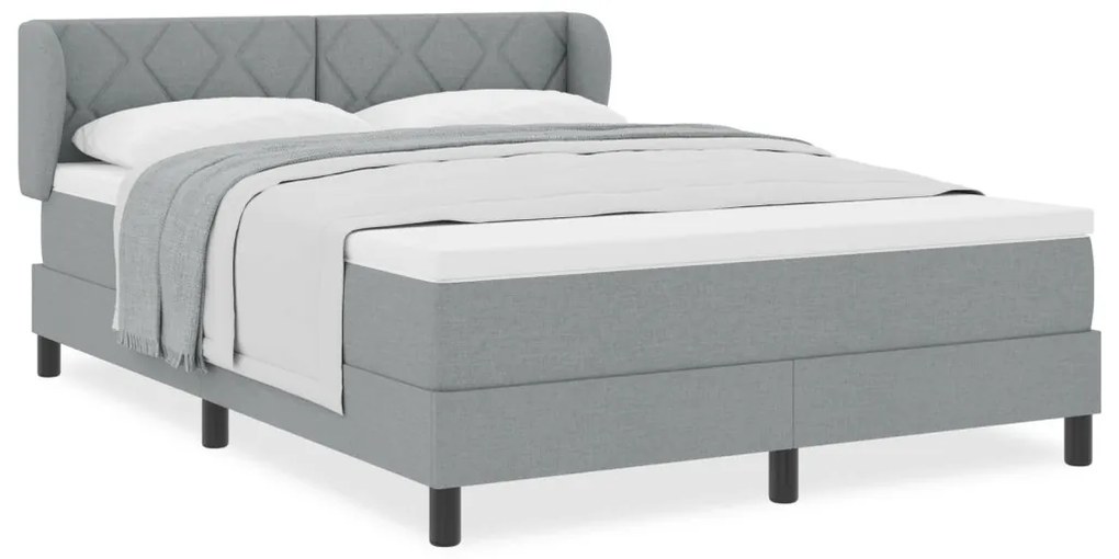 Boxspring Ágy Textil Mattal Világosszürke 140x190 cm