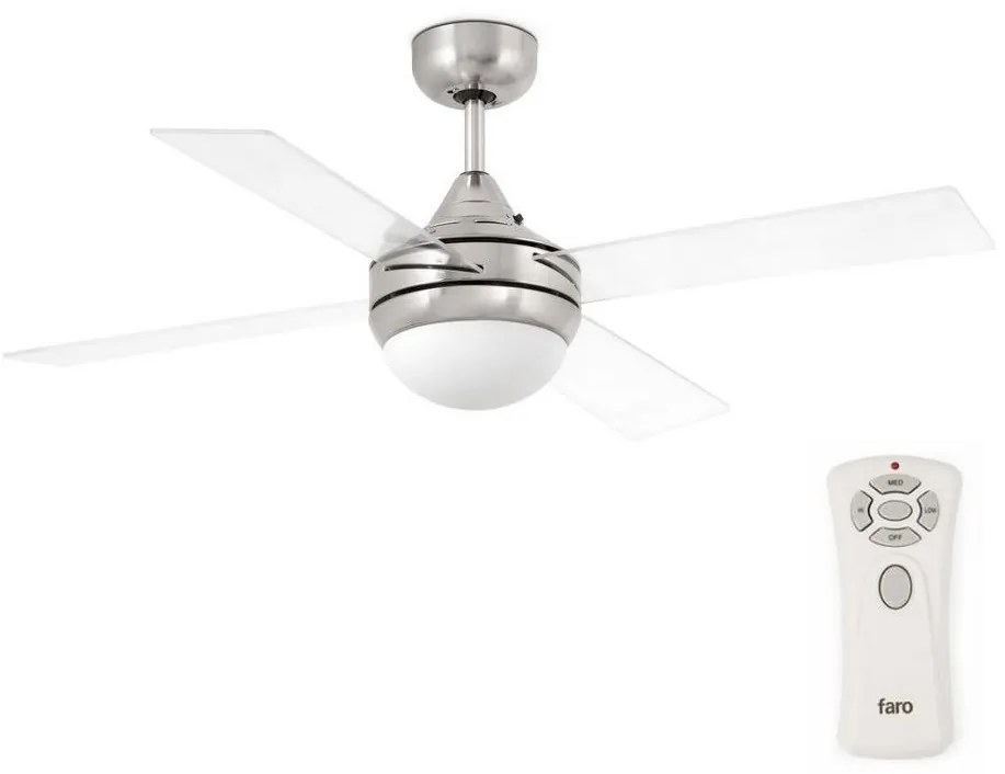 FARO Barcelona FARO 33696 - Mennyezeti ventilátor MINI ICARIA 2xE14/8W/230V króm/átlátszó FA33696