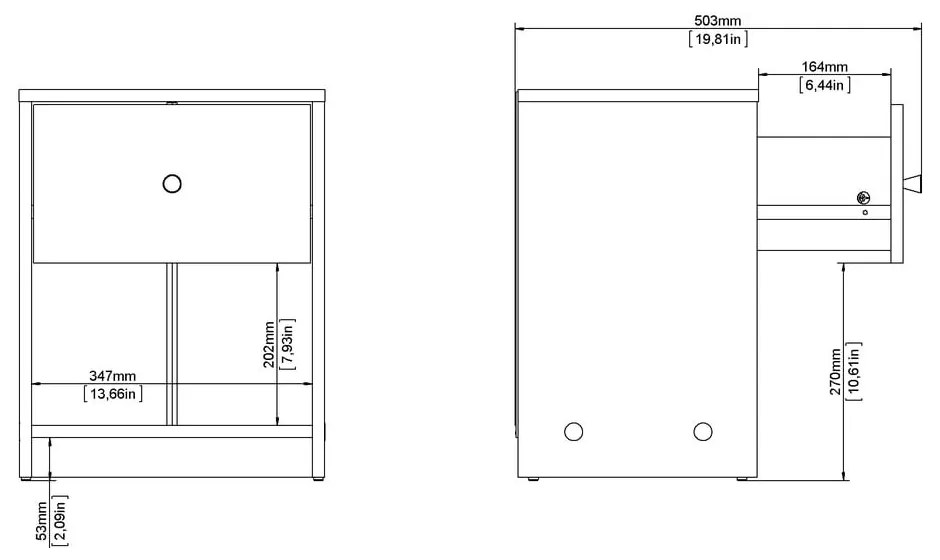 Természetes színű éjjeliszekrény tölgyfa dekorral May - Tvilum