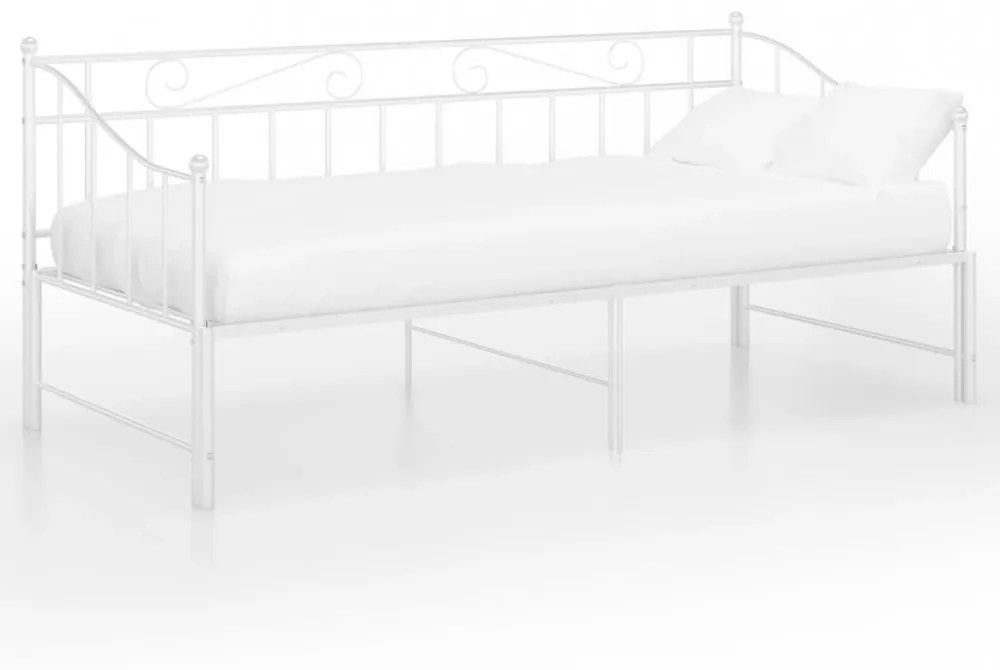 fehér fém kihúzható kanapéágykeret 90 x 200 cm