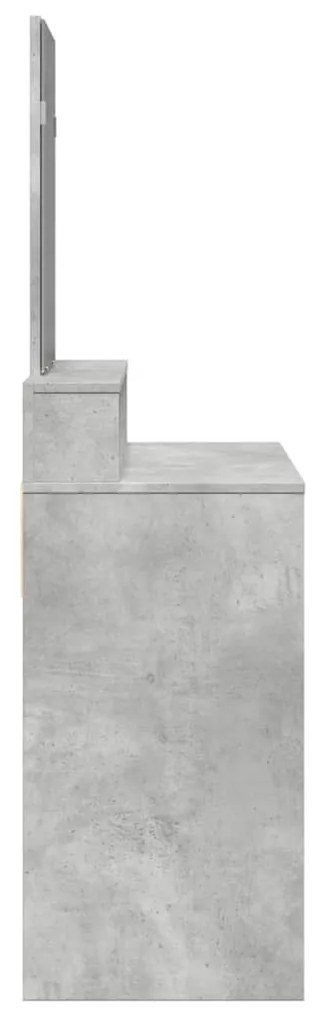 betonszürke fésülködőasztal tükörrel 80 x 41 x 144,5 cm
