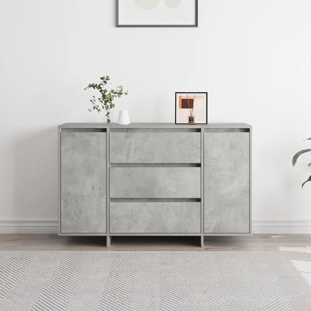 Oldalszekrény Beton Szürke 120x41x75 cm Műanyag Fa