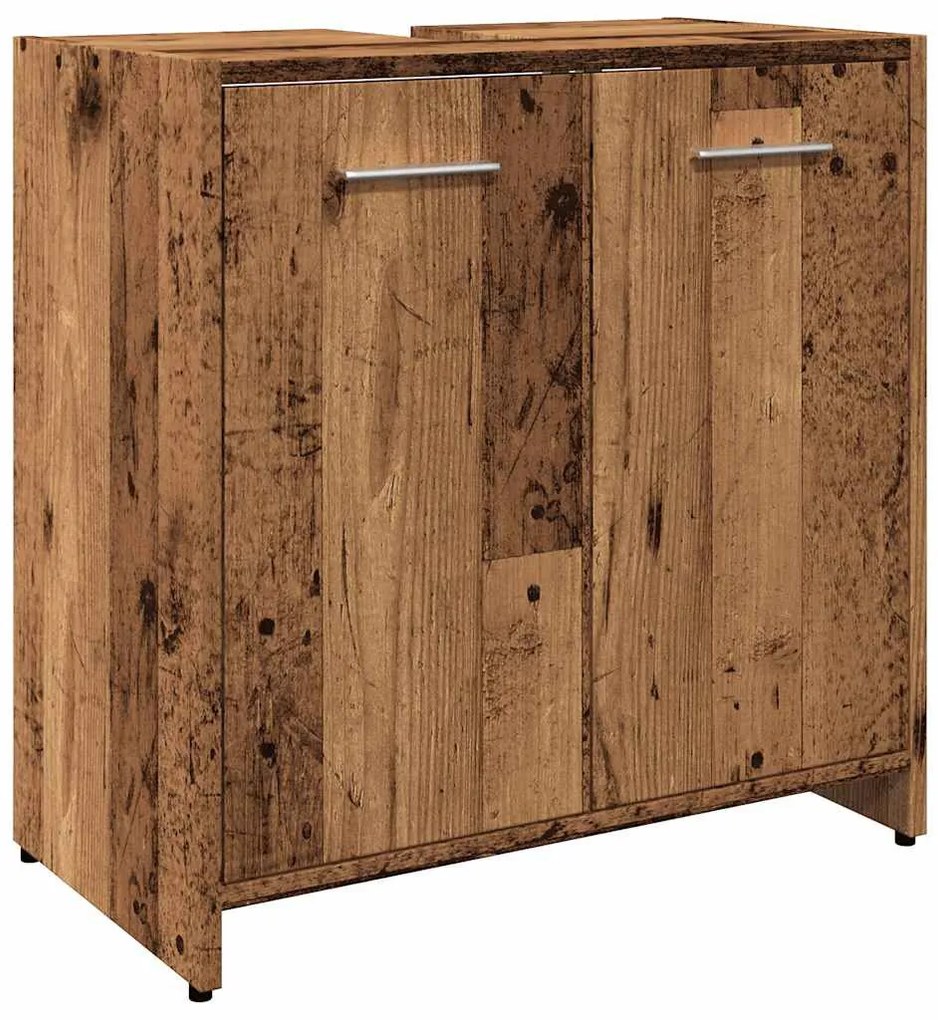 Antik fa színű szerelt fa fürdőszobai mosdószekrény 60x33x60 cm