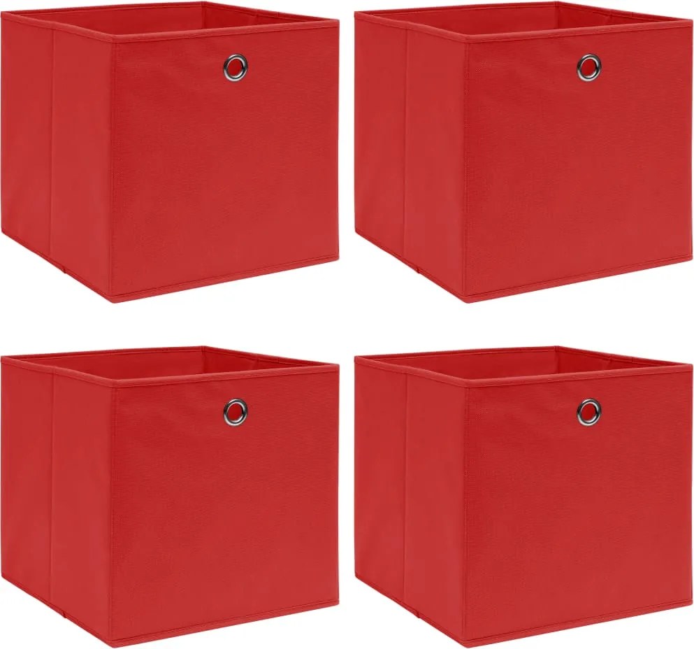 vidaXL 4 db piros szövet tárolódoboz 32 x 32 x 32 cm