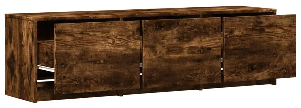 füstös tölgy színű szerelt fa LED-es TV-szekrény 140x34x40 cm