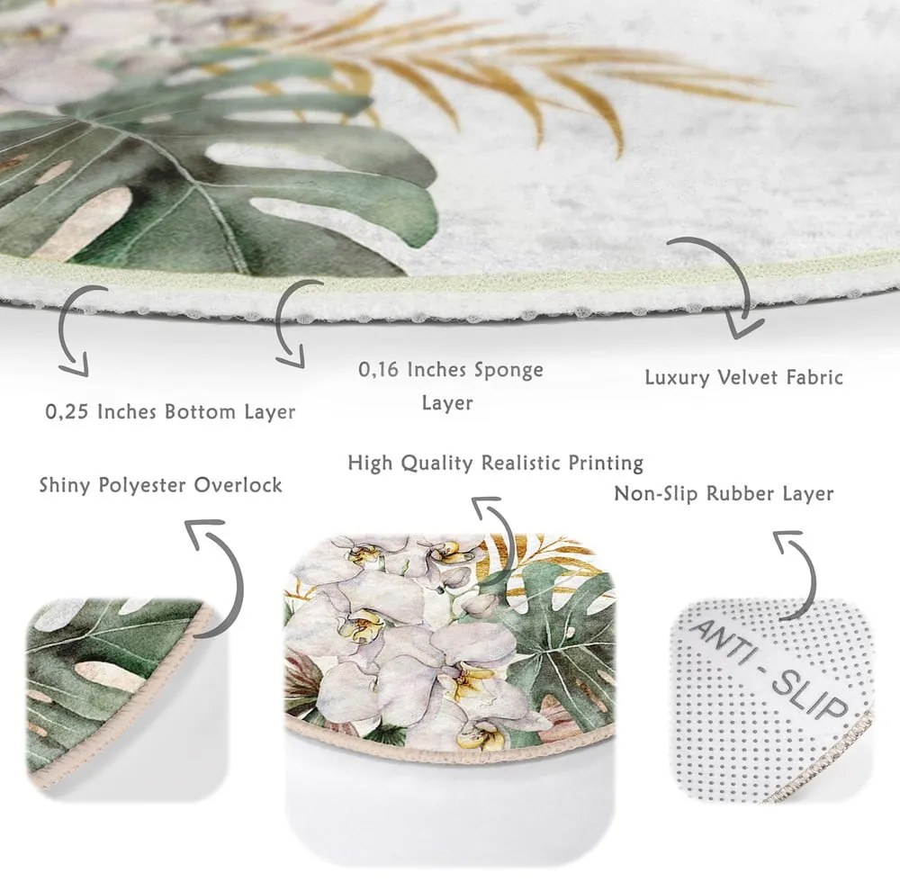 Krémszínű mosható-robotporszívóval tisztítható kerek szőnyeg ø 80 cm Comfort – Mila Home