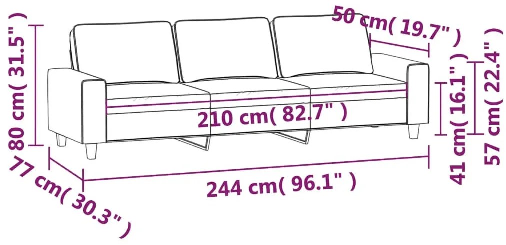 3 személyes bézs mikroszálas szövetkanapé 210 cm