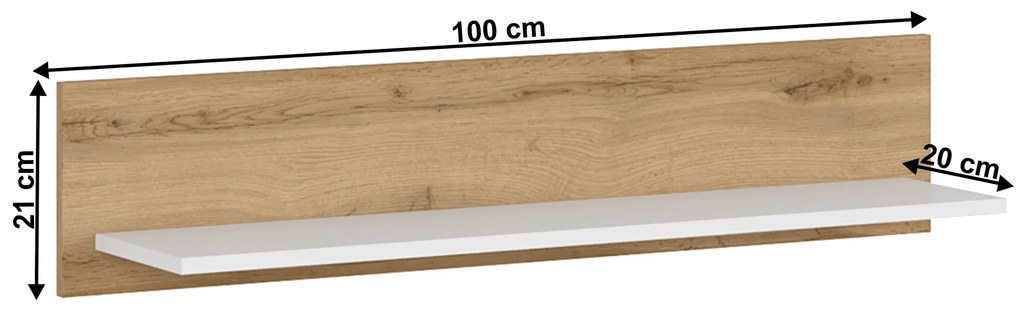 Polc 100 cm Vilgi 100 (fehér + wotan tölgy). 1064645