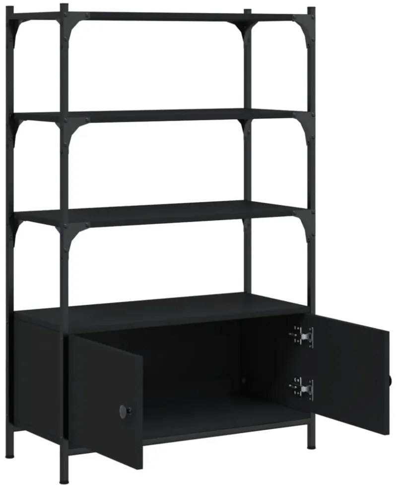 3 szintes fekete szerelt fa könyvespolc 70 x 30 x 109,5 cm