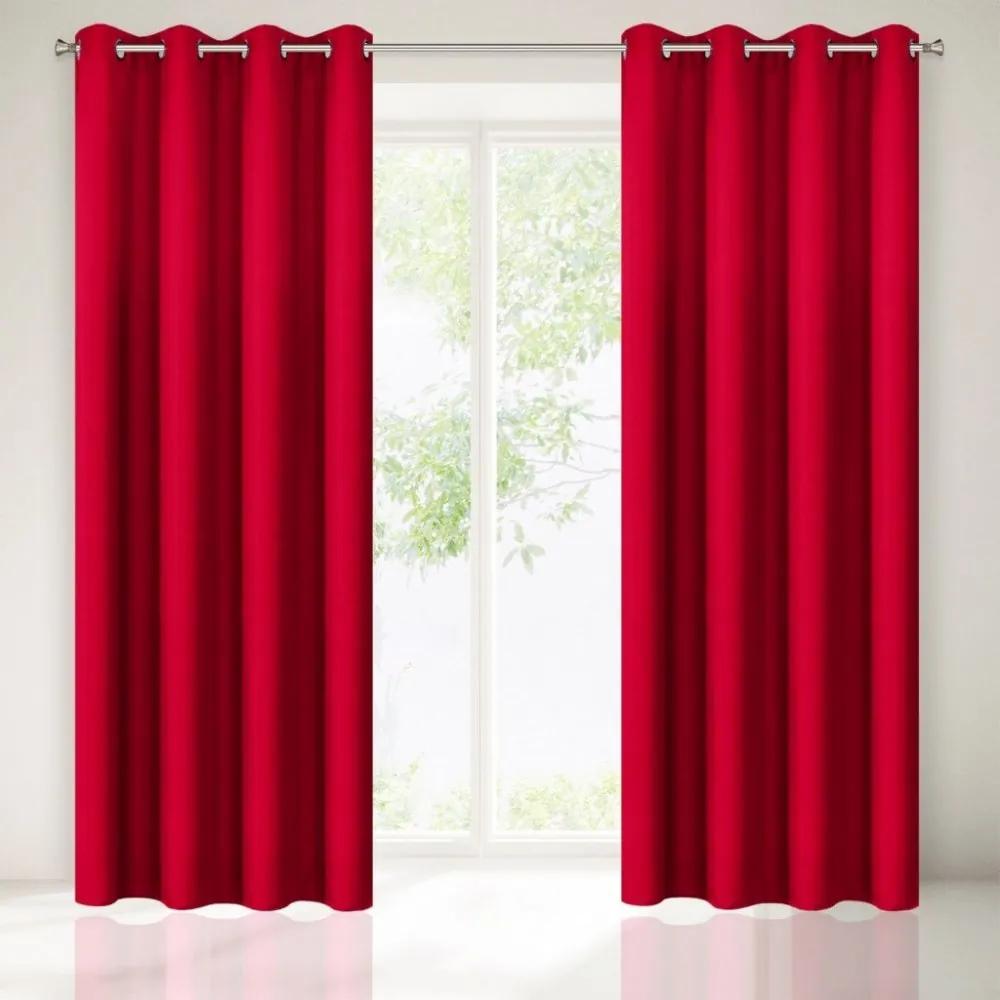 Piros függöny gyűrűs függesztéssel Hossz: 250 cm