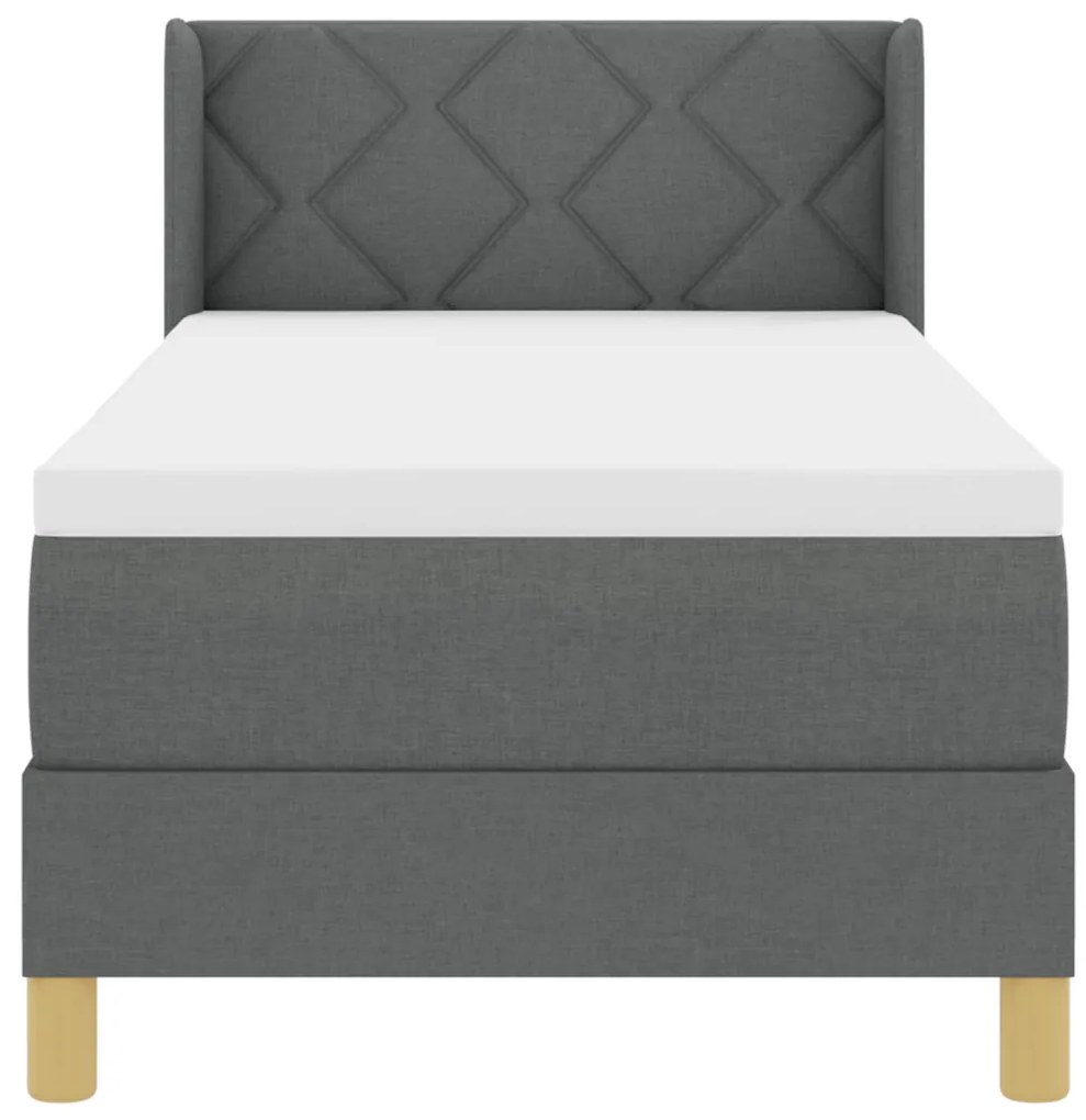 Boxspring ágy matraccal - Sötétszürke, 80 x 200 cm, Szövet