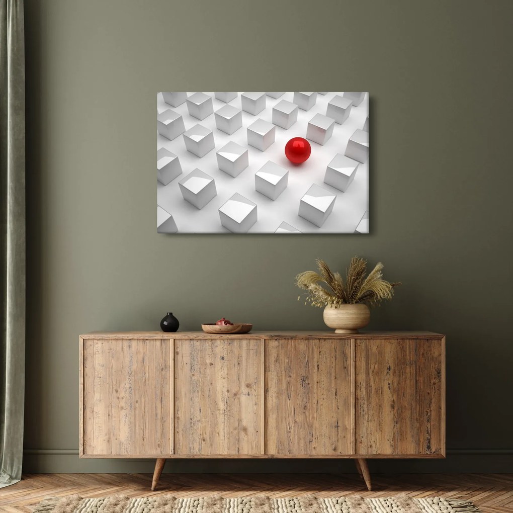 Absztrakciós kép - kocka gömbökkel (90x60 cm)