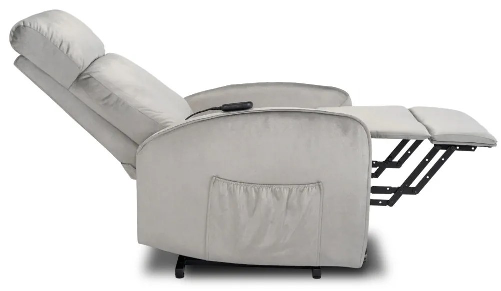 Elektromosan Vezérelhető TV és Relaxfotel Szürke Színben. Felállást Segítő Funkcióval. COLTON