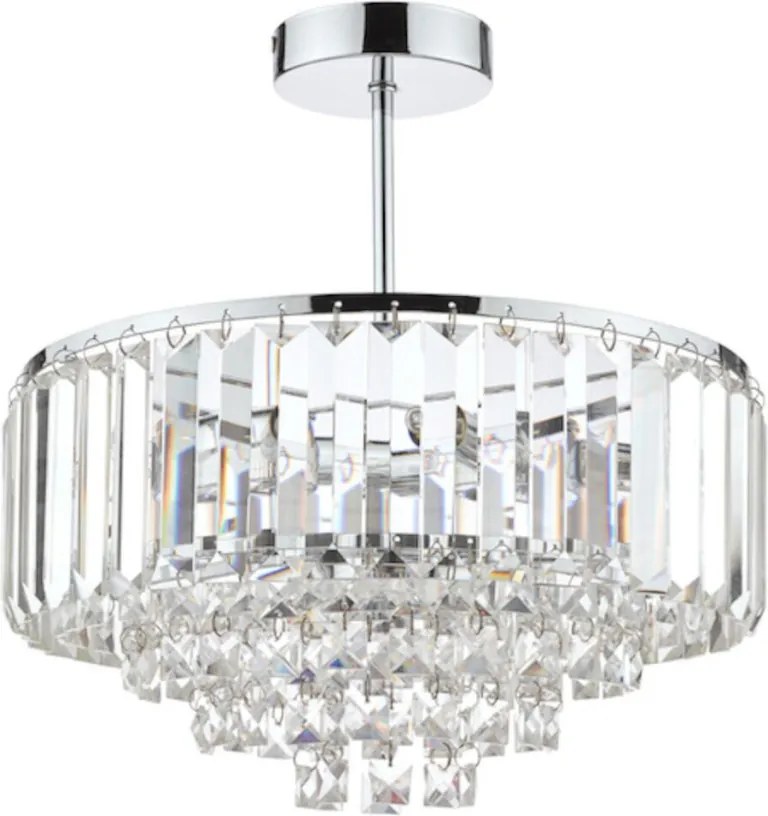 LAURA ASHLEY 3437217-Q VIENNA Kristály Mennyezeti Lámpa Fehér, Csiszolt Króm G9 IP20