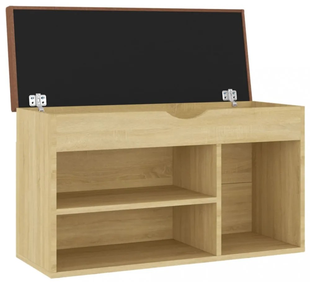 sonoma tölgy szerelt fa cipőtároló pad párnával 80 x 30 x 47 cm