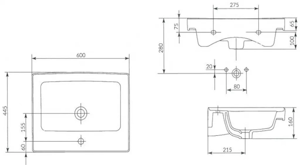 Cersanit Crea BOX szekrényes mosdó 60 cm, fehér, K114-006