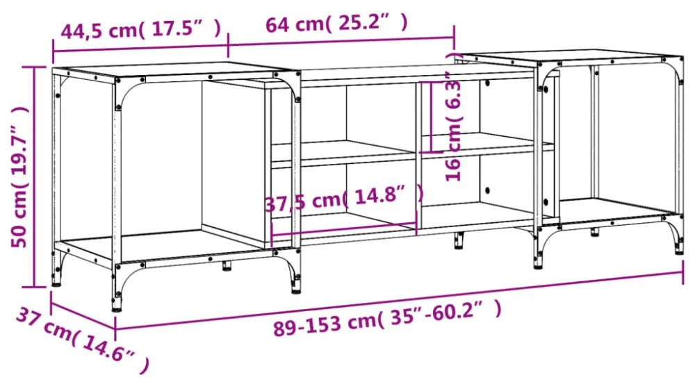 fekete szerelt fa TV-szekrény 153 x 37 x 50 cm