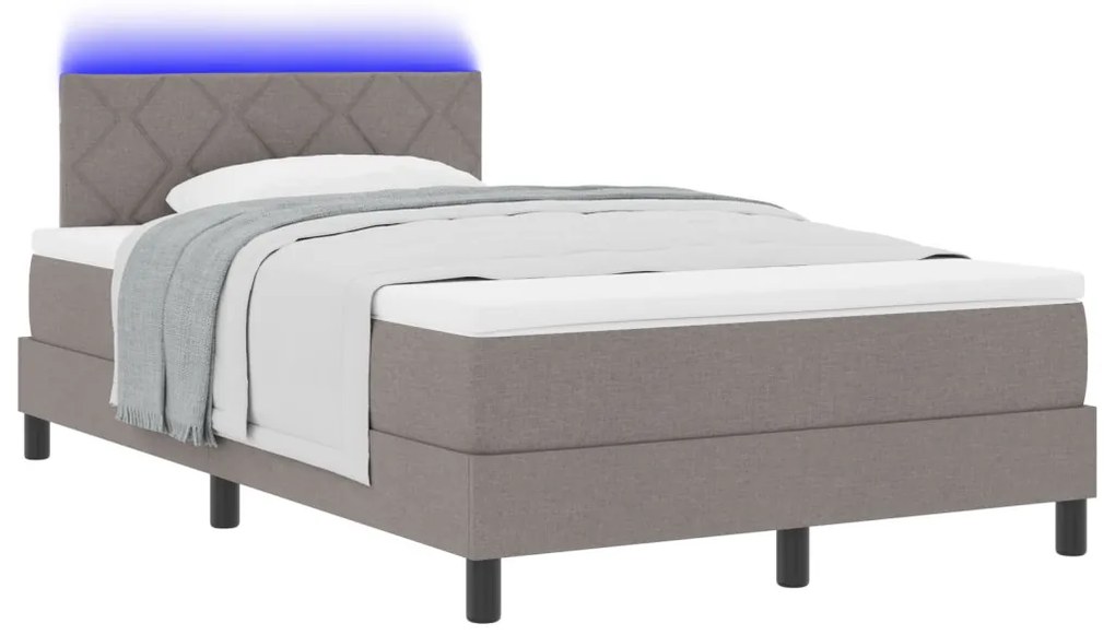 Box Spring Ágy Matraccal és LED Szürke Taupe 120x200 cm Szövet