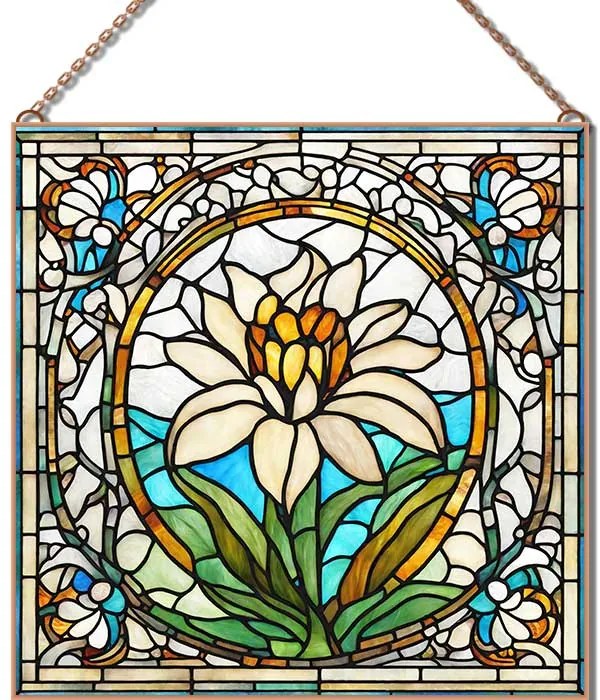 Stained-Glass-Flower-12 üvegkép, falikép
