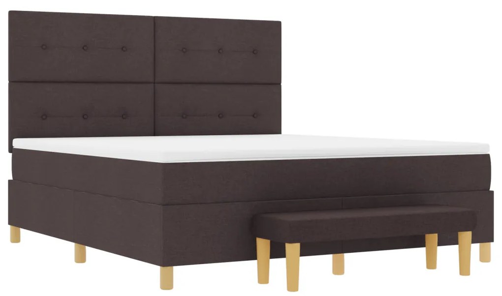Boxspring Ágy Mattal és Pad Dark Brown 180x200 cm Szövet