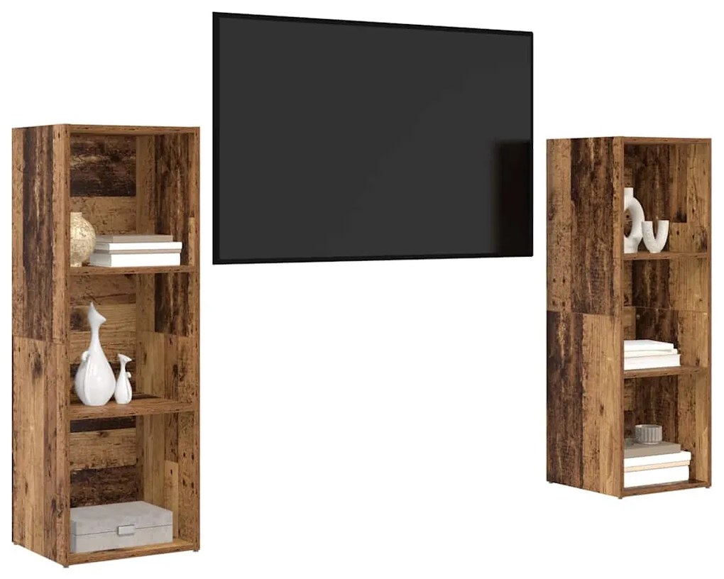 TV szekrény garnitúra 2 pcs Régi fa 107 x 35 x 37 cm Faanyag
