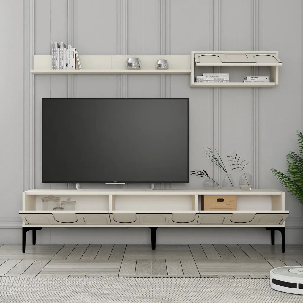 Lyon TV-állvány, krém-fekete, 180 cm – TR845HCT5584