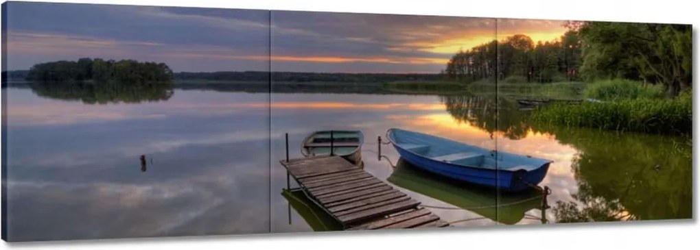 Vászonkép 150x50 Naplemente tó