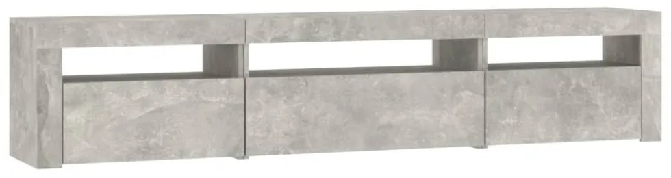 betonszürke TV-szekrény LED lámpákkal 195x35x40 cm
