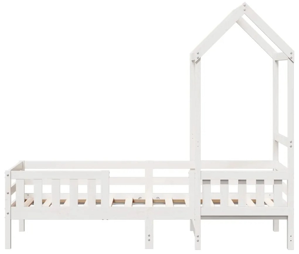fehér tömör fenyőfa ágykeret tetővel 100 x 200 cm