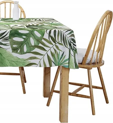 Abrosz Asztalra Boho Monster Levelek Pamut Zöld 140X280