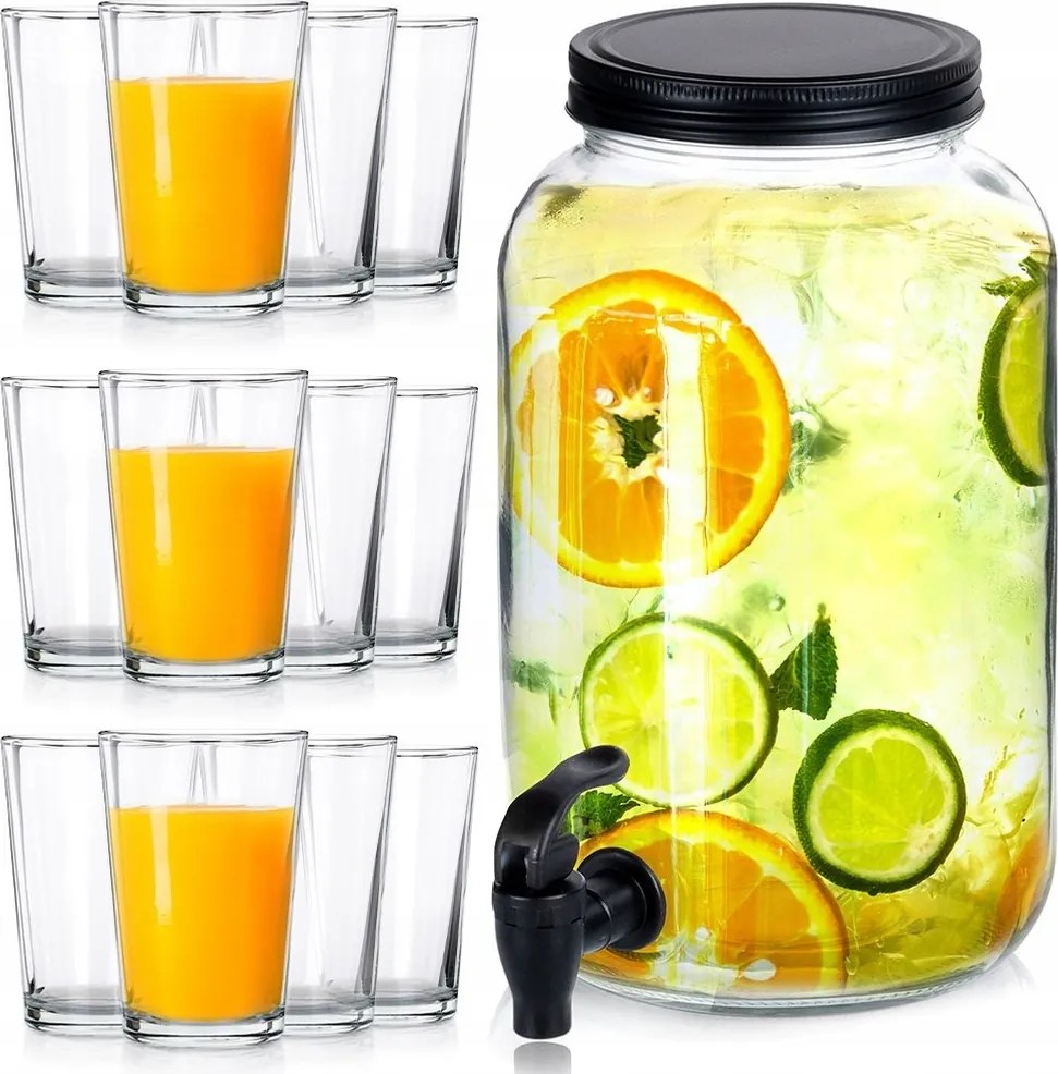 Italtartó tégely üveg csaptelep poharak 3,2L