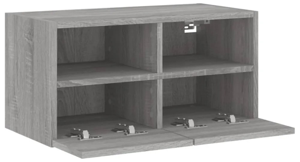 szürke sonoma színű szerelt fa fali TV-szekrény 60 x 30 x 30 cm