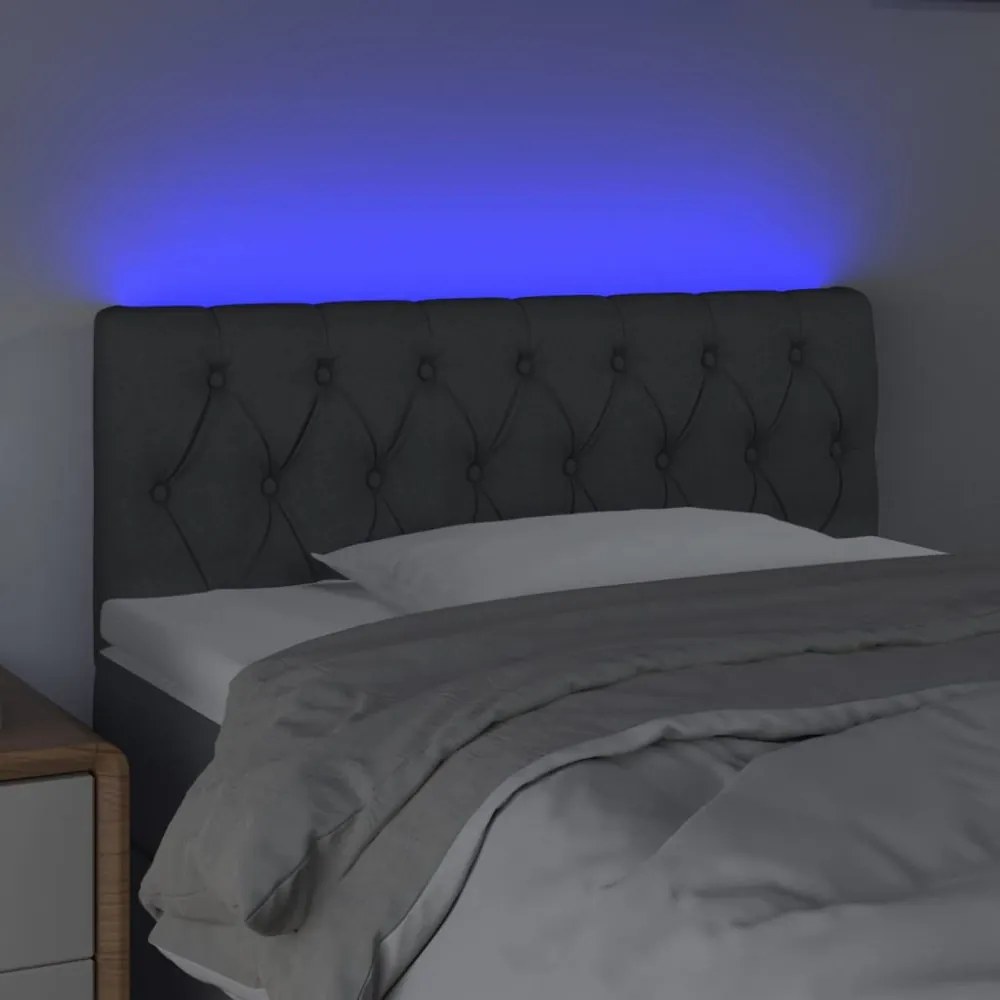 sötétszürke szövet LED-es fejtámla 100 x 7 x 78/88 cm