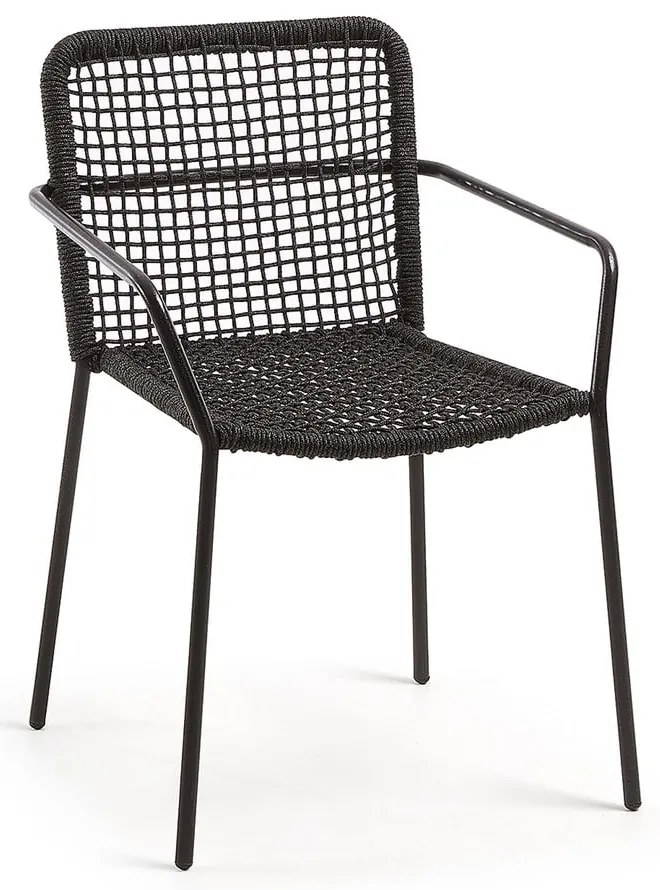 Bomer fekete acélszerkezetű kerti szék - Kave Home
