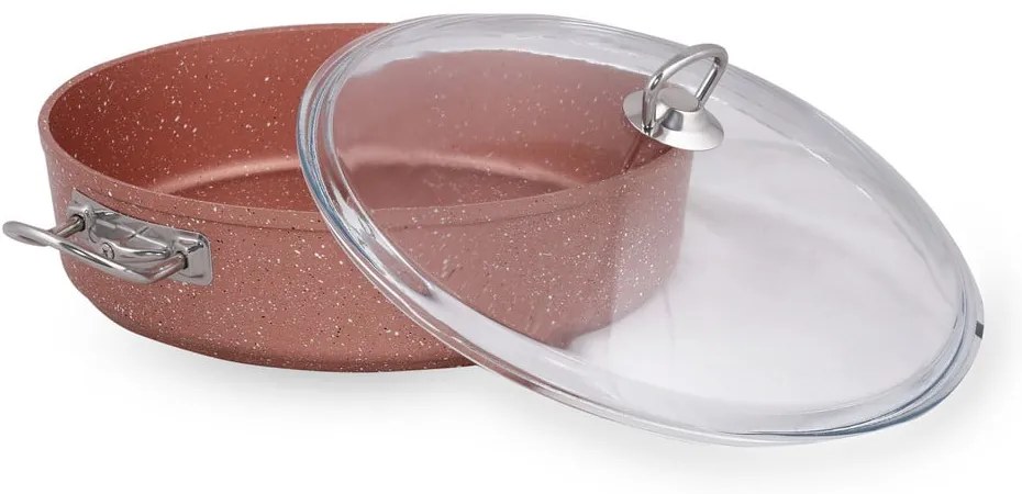 Classic rózsaszín alacsony alumínium edény fedővel, ø 30 cm - Güral Porselen