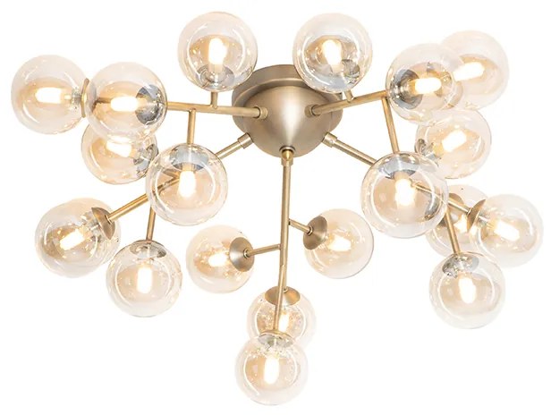 Art Deco mennyezeti lámpa bronz színben borostyán üveggel 20 lámpás - Bianca