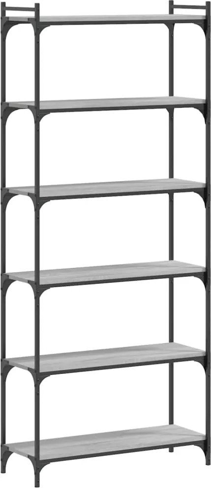 vidaXL 6 szintes szürke sonoma szerelt fa könyvespolc 80 x 30 x 188 cm