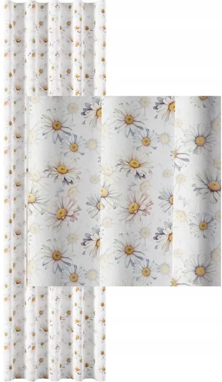 Függöny Vízálló Tavaszi Fehér Margaréta Sárkány Szalaggal Békáknak Sz.110x250