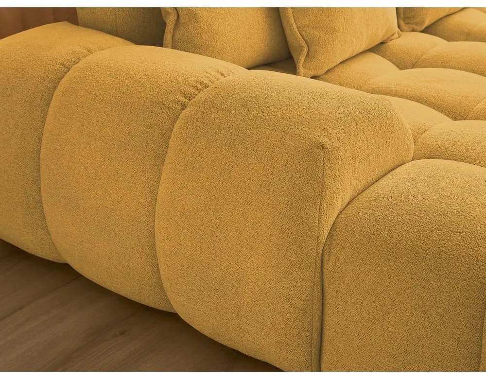 Mustársárga zsenília kinyitható-tárolóhelyes sarokkanapé (jobb oldali-U alakú) Everest – Bobochic Paris