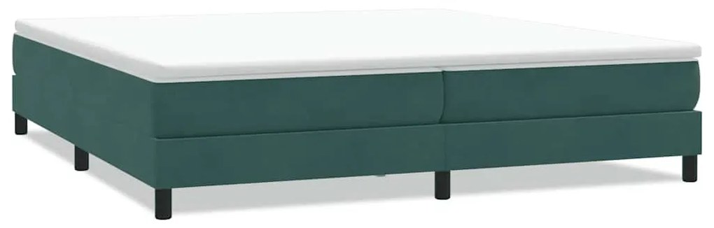 sötétzöld bársony rugós ágy matrac nélkül 200x210 cm