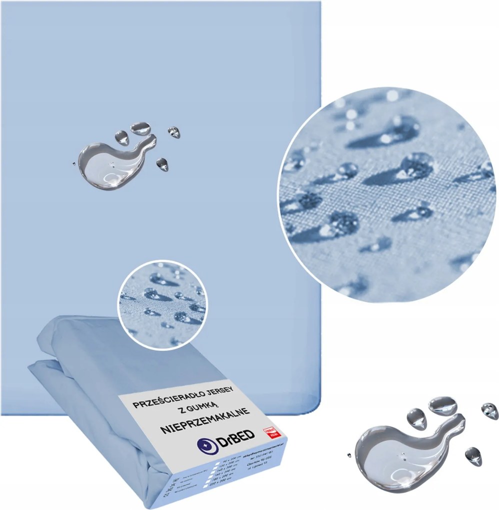 Gumis lepedő 140x200 Vízhatlan Jersey Kék Lengyel