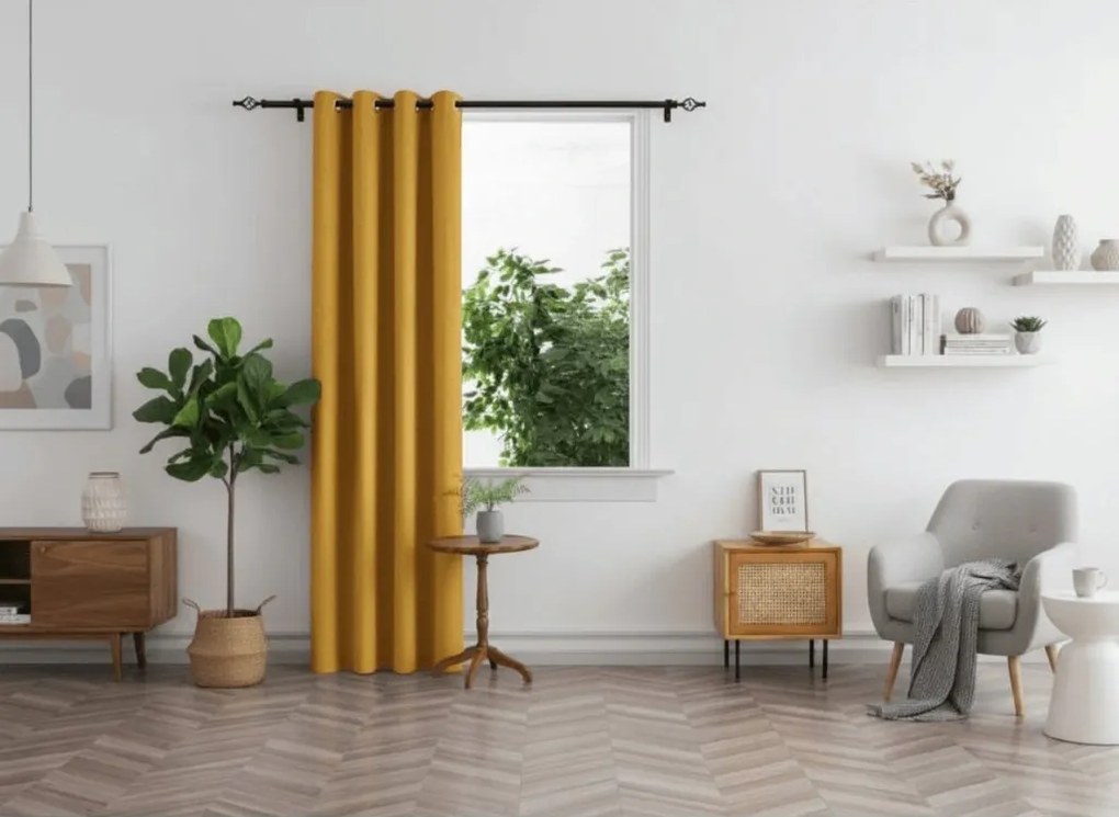 Závěs OXFORD 140x270 cm, sárga Felfüggesztés: Hullámos sínszalag