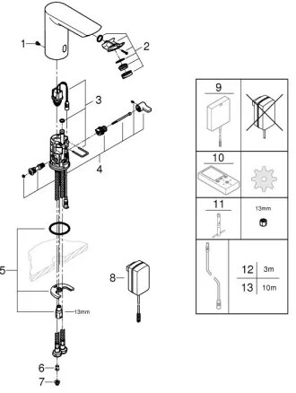GROHE 36453000 - Infra elektromos mosdócsaptelep BAU COSMOPOLITAN E 123 mm króm