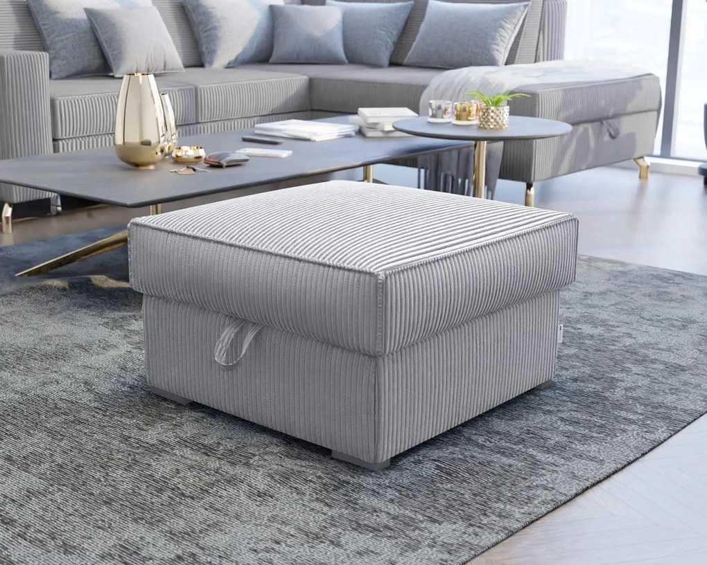 Taburet SMART COSARO XL tárolóhellyel 71x71 cm, világosszürke