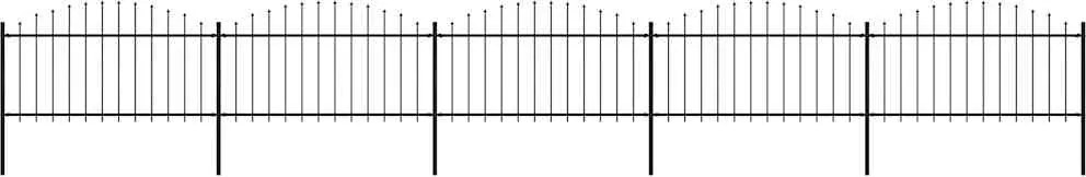 vidaXL fekete acélkerítés lándzsás tetejű szegéllyel 892,5 x 150 cm