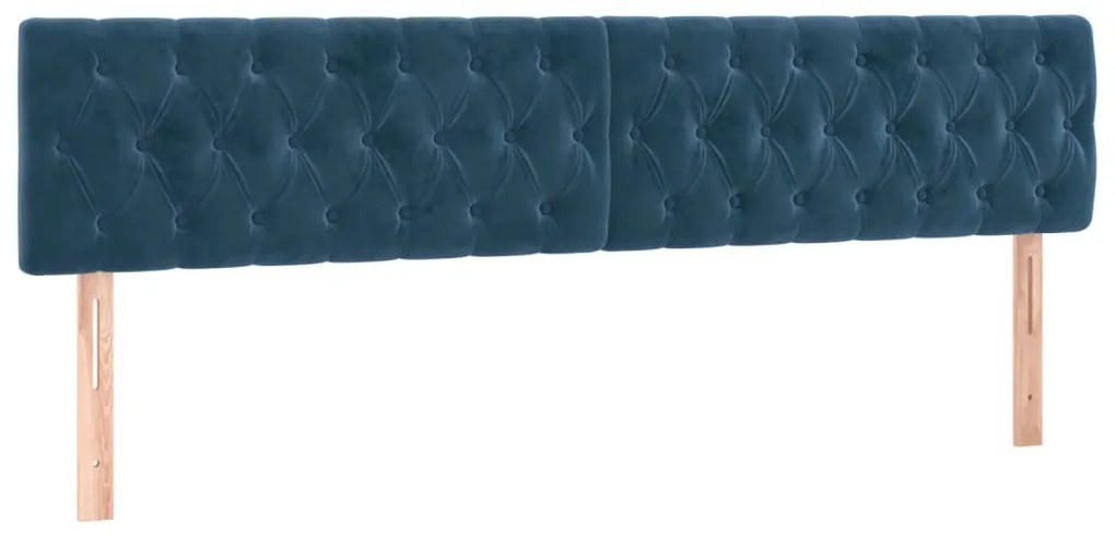 sötétkék bársony LED-es fejtámla 200 x 7 x 78/88 cm