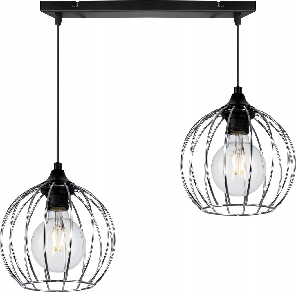 Mennyezeti Lámpa Lógó Csillár Díszléc Fekete Gömbök Króm Ezüst Asztal Felett