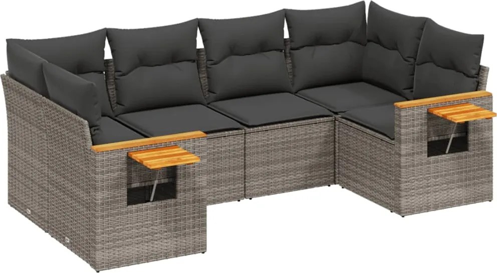 vidaXL 6 részes szürke polyrattan kerti ülőgarnitúra párnákkal