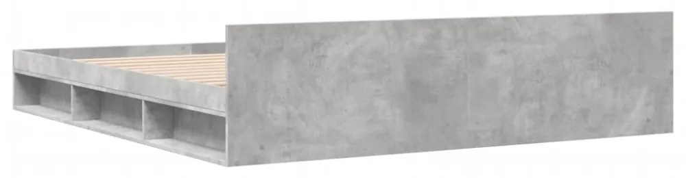 betonszürke szerelt fa ágykeret fiókokkal 200 x 200 cm