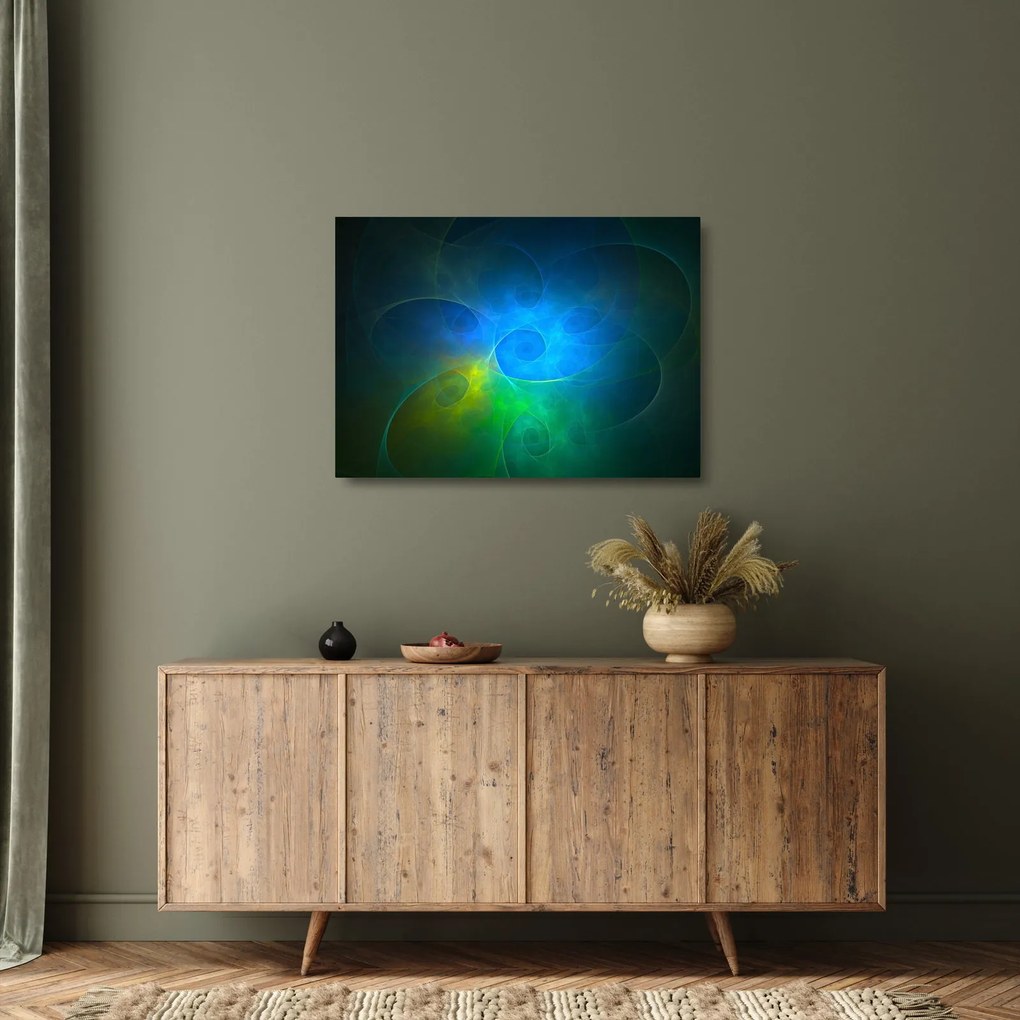 Kék absztrakció képe (üvegen) (70x50 cm)